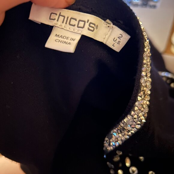 EUC Chico's Travelers Collection Rhinestone Cardigan L - Picture 11 of 16